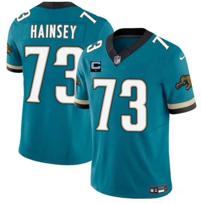 Personalized Men’s Jacksonville Jaguars #73 Robert Hainsey Teal 2025 F.U.S.E. With 1-Star C Patch Prowler Throwback Limited Stitched Football Jersey