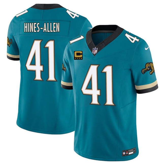 Personalized Men’s Jacksonville Jaguars #41 Josh Hines-Allen Teal 2025 F.U.S.E. With 4-Star C Patch Prowler Throwback Limited Stitched Football Jersey