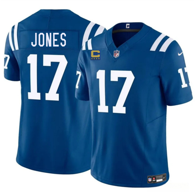 Personalized Men’s Indianapolis Colts #17 Riley Leonard Blue 2025 F.U.S.E. With 4-Star C Patch Limited Stitched Football Jersey