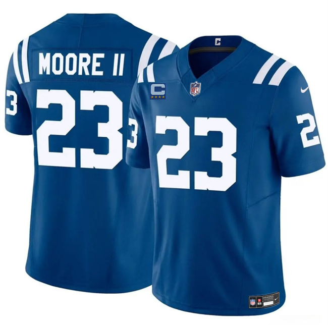 Personalized Men’s Indianapolis Colts #23 Kenny Moore II Blue 2025 F.U.S.E. With 4-Star C Patch Limited Stitched Football Jersey