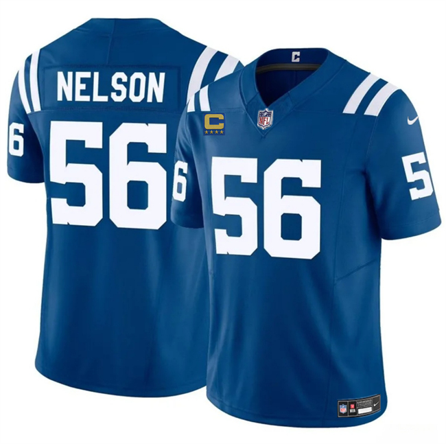 Personalized Men’s Indianapolis Colts #56 Quenton Nelson Blue 2025 F.U.S.E. With 4-Star C Patch Limited Stitched Football Jersey