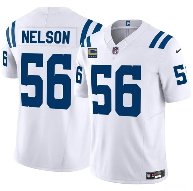 Personalized Men’s Indianapolis Colts #56 Quenton Nelson White 2025 F.U.S.E. With 4-Star C Patch Limited Stitched Football Jersey