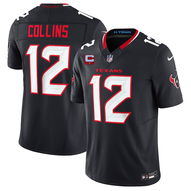 Personalized Men’s Houston Texans #12 Nico Collins Navy 2025 F.U.S.E. With 1-Star C Patch Limited Stitched Football Jersey