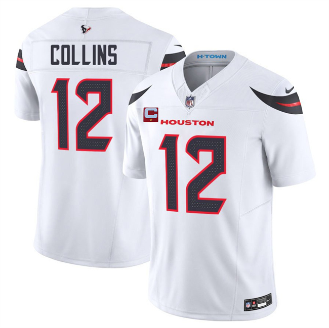 Personalized Men’s Houston Texans #12 Nico Collins White 2025 F.U.S.E. With 1-Star C Patch Limited Stitched Football Jersey