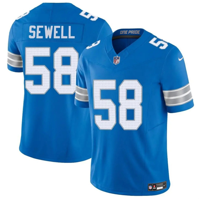 Personalized Men’s Detroit Lions #58 Penei Sewell Blue 2025 F.U.S.E. Limited Stitched Jersey