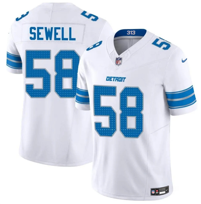 Personalized Men’s Detroit Lions #58 Penei Sewell White 2025 F.U.S.E. Limited Stitched Jersey