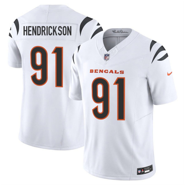 Personalized Men’s Cincinnati Bengals #91 Trey Hendrickson White 2025 F.U.S.E. Untouchable Limited Stitched Football Jersey