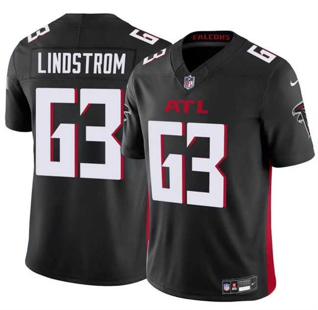 Personalized Men’s Atlanta Falcons #63 Chris Lindstrom Black 2025 F.U.S.E. Untouchable Limited Stitched Football Jersey