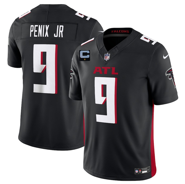 Personalized Men’s Atlanta Falcons #9 Michael Penix Jr Black 2025 F.U.S.E. With 1-Star C Patch Untouchable Limited Stitched Football Jersey
