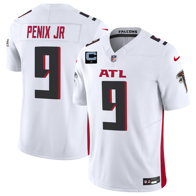 Personalized Men’s Atlanta Falcons #9 Michael Penix Jr White 2025 F.U.S.E. With 1-Star C Patch Untouchable Limited Stitched Football Jersey