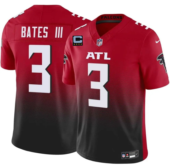 Personalized Men’s Atlanta Falcons #3 Jesse Bates III Red Black 2025 F.U.S.E With 4-Star C Patch Untouchable Limited Stitched Football Jersey