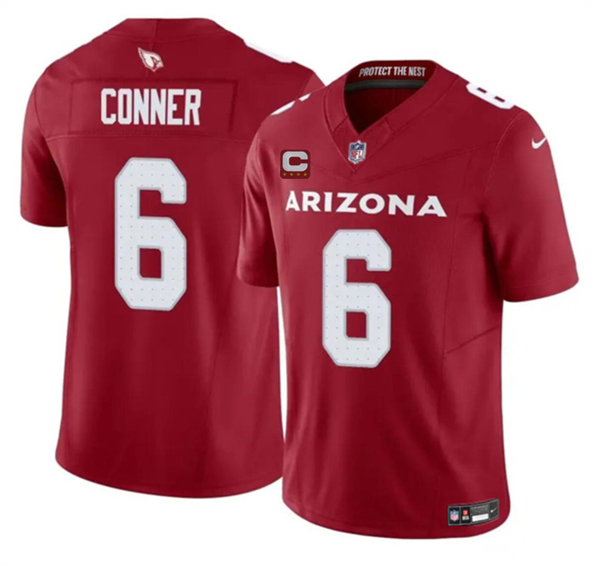 Personalized Men’s Arizona Cardinals #6 James Conner Red 2025 F.U.S.E. With 4-Star C Patch Untouchable Limited Stitched Jersey