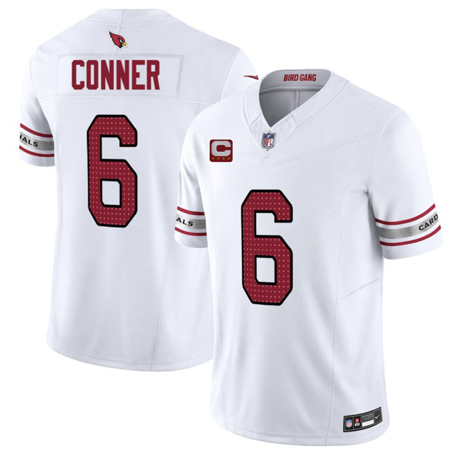 Personalized Men’s Arizona Cardinals #6 James Conner White 2025 F.U.S.E. With 4-Star C Patch Untouchable Limited Stitched Jersey
