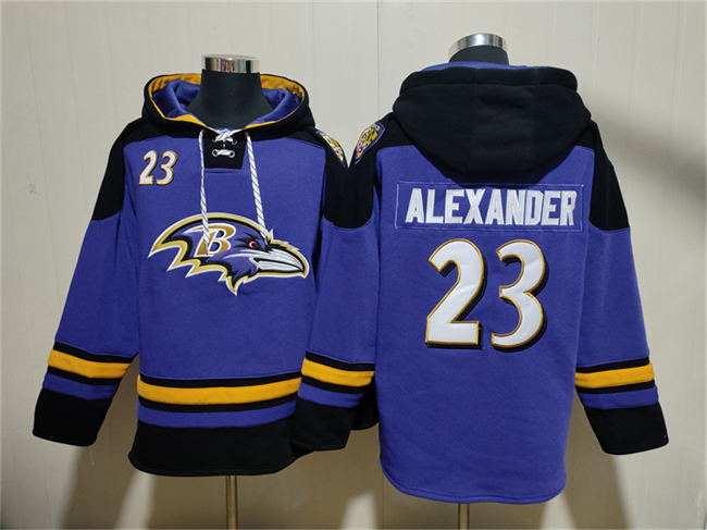 Personalized Men’s Baltimore Ravens #23 Jaire Alexander Ageless Must-Have Lace-Up Pullover Hoodie
