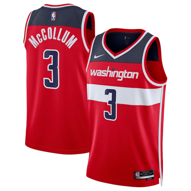 Personalized Men’s Washington Wizards #3 CJ McCollum Red Icon Edition Stitched Basketball Jersey