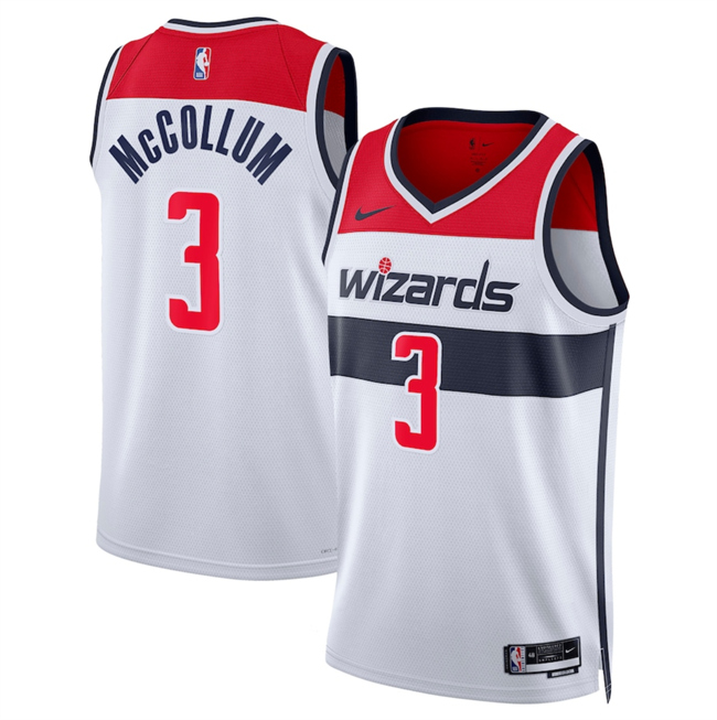 Personalized Men’s Washington Wizards #3 CJ McCollum White Association Edition Stitched Basketball Jersey