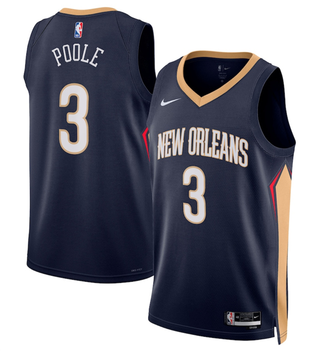 Personalized Men’s New Orleans Pelicans #3 Jordan Poole Navy 2025 Icon Edition Stitched Basketball Jersey