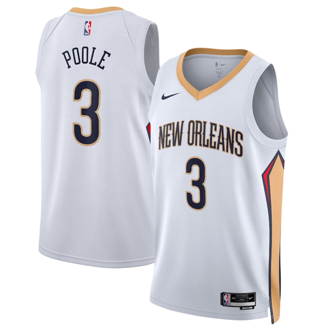 Personalized Men’s New Orleans Pelicans #3 Jordan Poole White 2025 Association Edition Stitched Basketball Jersey