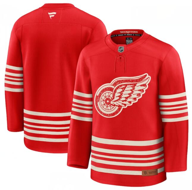 Personalized Men’s Detroit Red Wings Blank Red 2025 Centennial Premium Stitched Hockey Jersey
