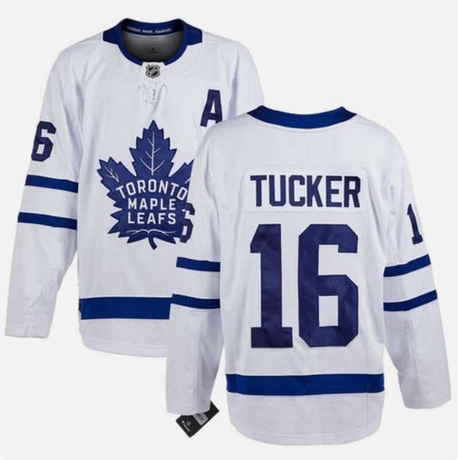 Personalized Men’s Toronto Maple Leafs #16 Darcy Tucker White With A Patch Stitched Hockey Jersey