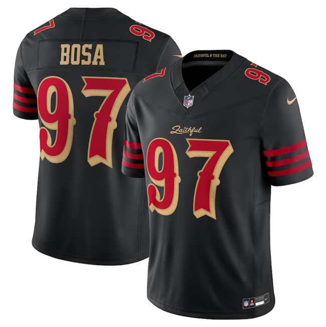 Personalized Women’s San Francisco 49ers #97 Nick Bosa Black 2025 F.U.S.E. Rivalries Limited Stitched Football Jersey(Run Small)