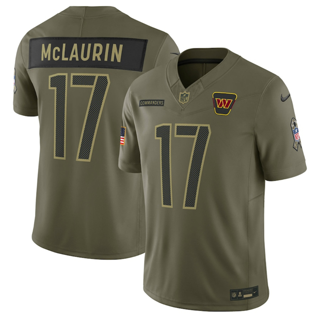 Personalized Men’s Washington Commanders #17 Terry McLaurin Olive 2025 Salute to Service Limited Stitched Football Jersey