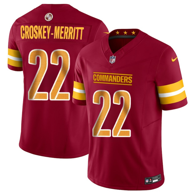 Personalized Men’s Washington Commanders #22 Jacory Croskey-Merritt Burgundy 2025 Draft F.U.S.E. Limited Stitched Football Jersey
