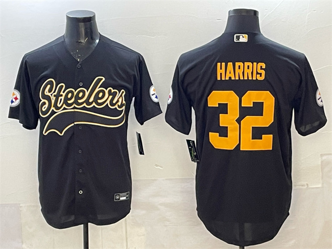 Personalized Men’s Pittsburgh Steelers #32 Franco Harris Black Cool Base Stitched Baseball Jersey