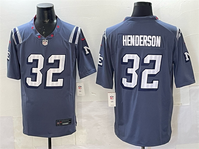 Personalized Men’s New England Patriots #32 TreVeyon Henderson 2025 Rivalries Stitched Football Jersey