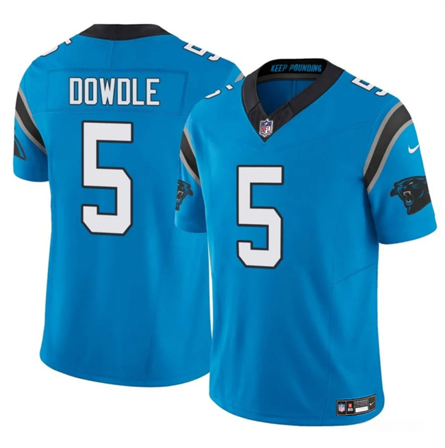 Personalized Men’s Carolina Panthers #5 Rico Dowdle Blue 2025 F.U.S.E. Limited Stitched Football Jersey