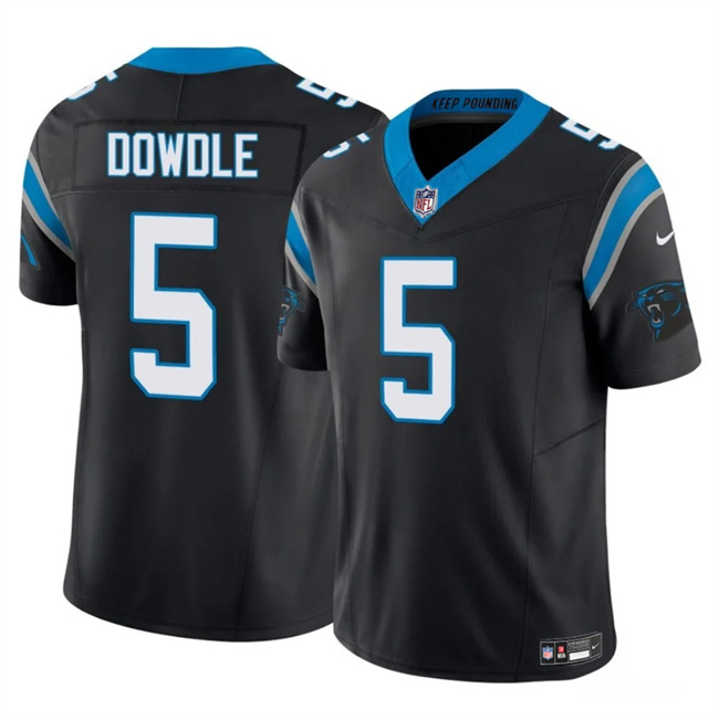 Personalized Men’s Carolina Panthers #5 Rico Dowdle Black 2025 F.U.S.E. Limited Stitched Football Jersey