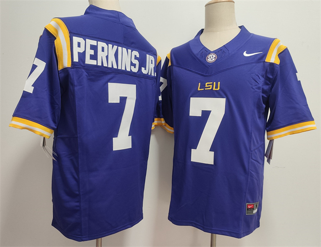 Personalized Men’s LSU Tigers #7 Harold Perkins Jr. Purple F.U.S.E. Stitched Jersey