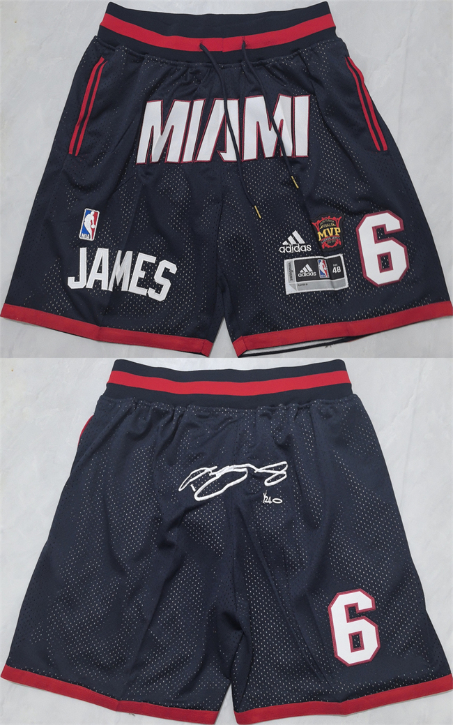 Personalized Men’s Miami Heat #6 LeBron James Black Shorts (Run Small)