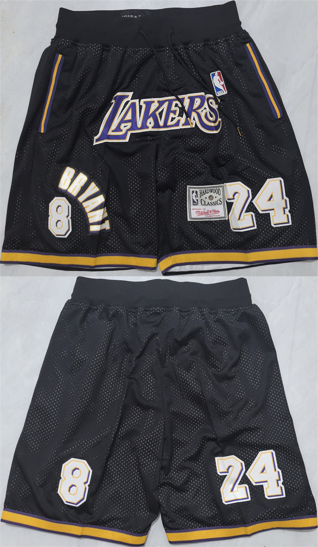 Personalized Men’s Los Angeles Lakers #24 Kobe Bryant Black Shorts (Run Small)