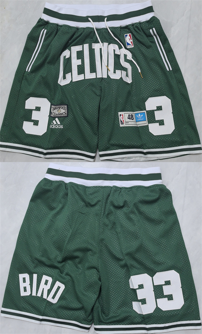Personalized Men’s Boston Celtics #33 Larry Bird Green Shorts (Run Small)