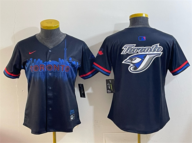 Personalized Youth Toronto Blue Jays Team Big Logo Navy 2024 City Connect Limited Stitched Baseball Jersey