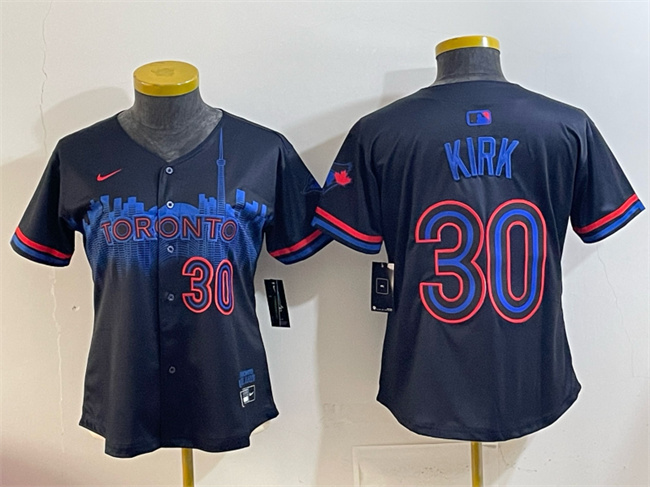 Personalized Youth Toronto Blue Jays #30 Alejandro Kirk Navy 2024 City Connect Limited Stitched Baseball Jersey