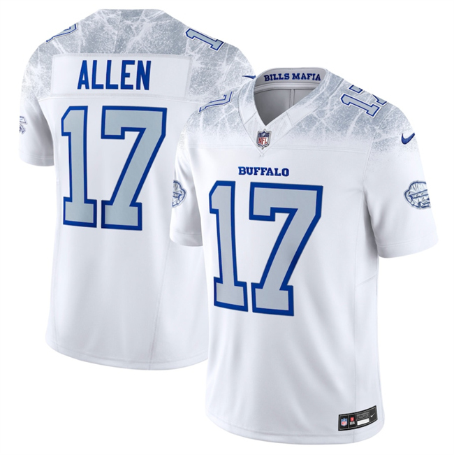Personalized Youth Buffalo Bills #17 Josh Allen White 2025 F.U.S.E. Rivalries Untouchable Stitched Football Jersey