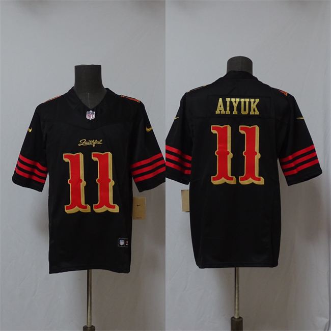 Personalized Men’s San Francisco 49ers #11 Brandon Aiyuk Black 2025 F.U.S.E. Rivalries Limited Stitched Football Jersey
