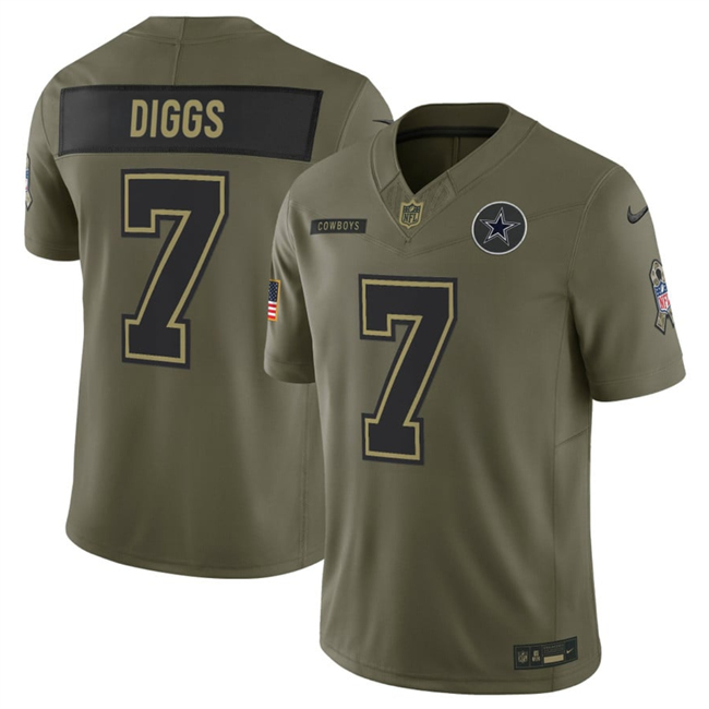 Personalized Men’s Dallas Cowboys #7 Trevon Diggs Olive 2025 F.U.S.E. Salute to Service Limited Stitched Football Jersey