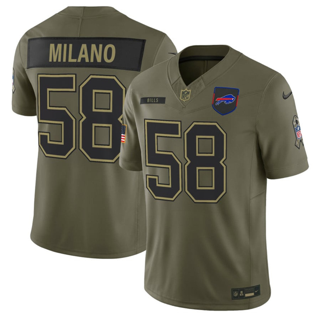 Personalized Men’s Buffalo Bills #58 Matt Milano Olive 2025 F.U.S.E. Salute to Service Limited Stitched Football Jersey