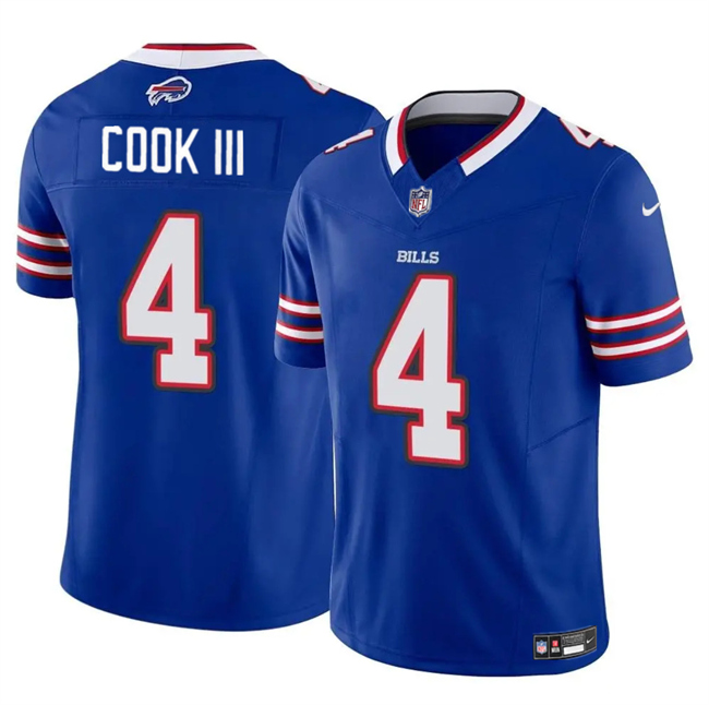 Personalized Men’s Buffalo Bills #4 James Cook III Blue 2025 F.U.S.E. Untouchable Limited Stitched Football Jersey