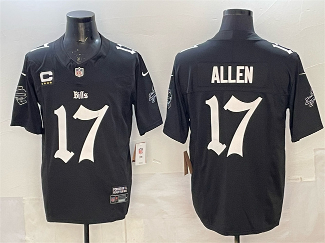 Personalized Men’s Buffalo Bills #17 Josh Allen Black F.U.S.E. ‘Gothic Cold Front Edition’ With 4-Star C Patch Limited Stitched Football Jersey