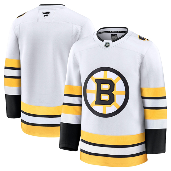 Personalized Men’s Boston Bruins Blank White 2025 Away Stitched Hockey Jersey