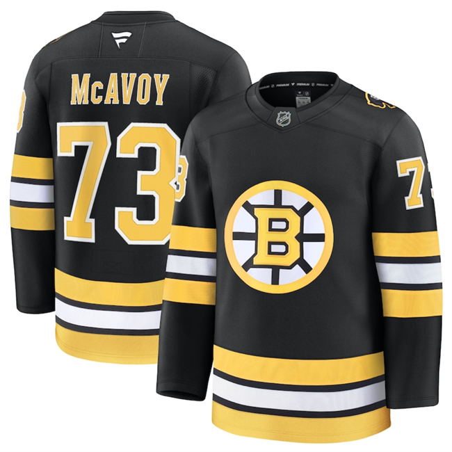 Personalized Men’s Boston Bruins #73 Charlie McAvoy Black 2025 Home Stitched Hockey Jersey