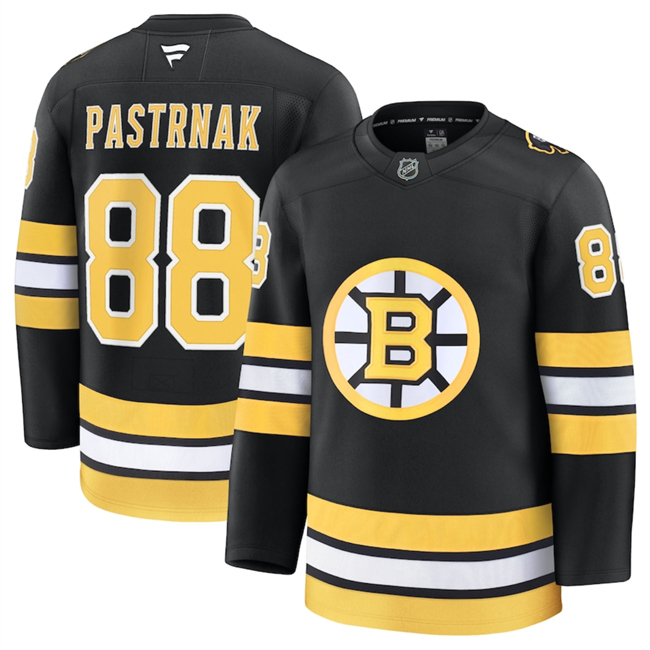 Personalized Men’s Boston Bruins #88 David Pastrnak Black 2025 Home Stitched Hockey Jersey