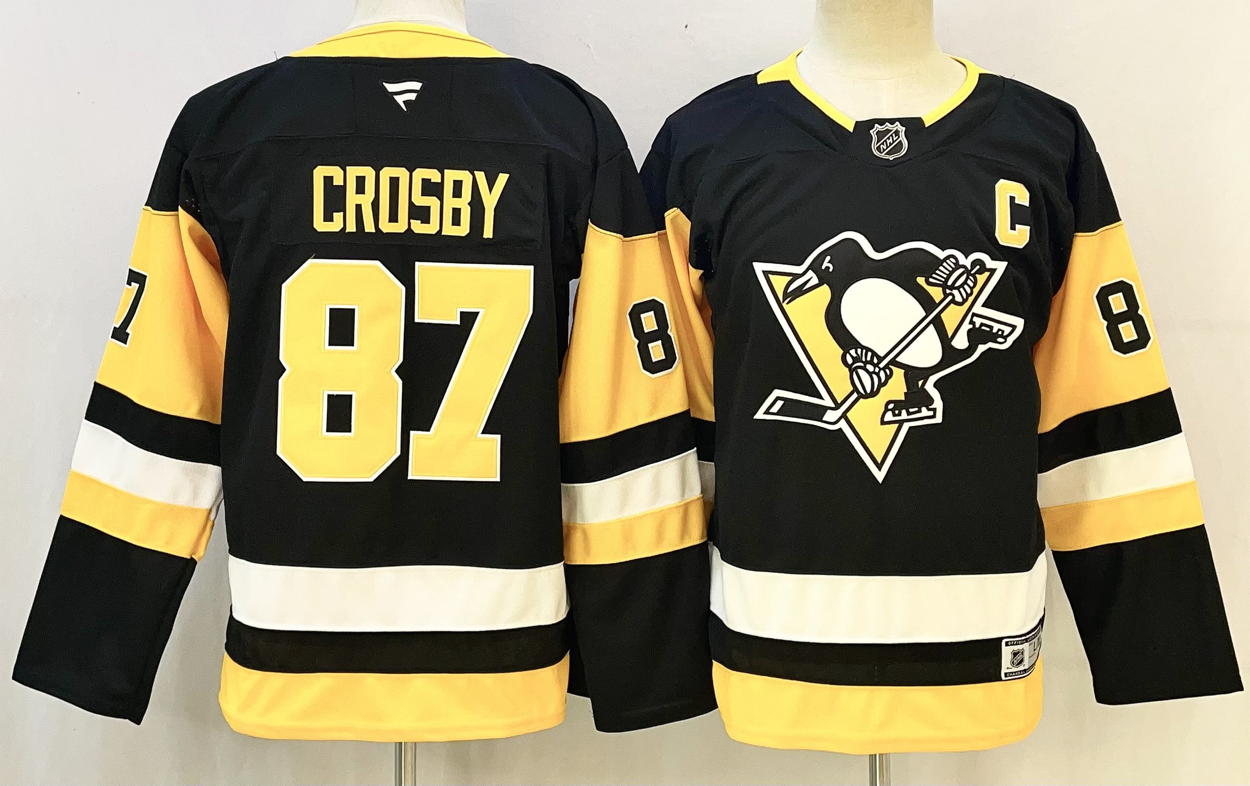 Personalized Youth Pittsburgh Penguins #87 Sidney Crosby Black 2024-25 Alternate Wich C Patch Stitched Hockey Jersey