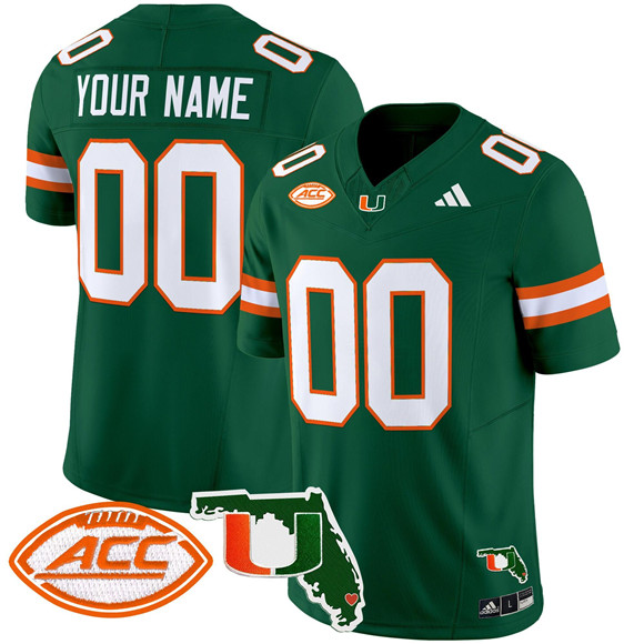 Personalized Men’s Miami Hurricanes Active Player Green 2024 F.U.S.E. Florida Patch Limited Stitched Football Jersey