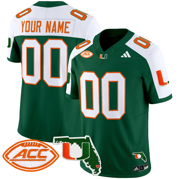 Personalized Men’s Miami Hurricanes Active Player Green Alternate 2024 F.U.S.E. Florida Patch Limited Stitched Football Jersey