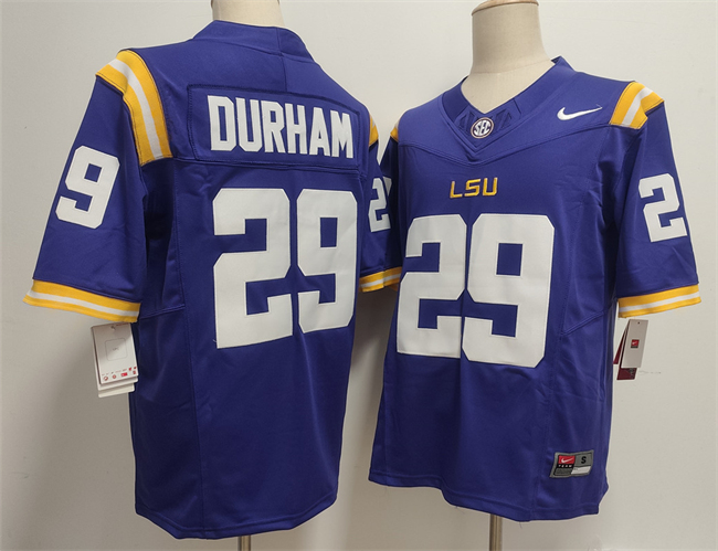Personalized Men’s LSU Tigers #29 Caden Durham Purple F.U.S.E. Stitched Jersey